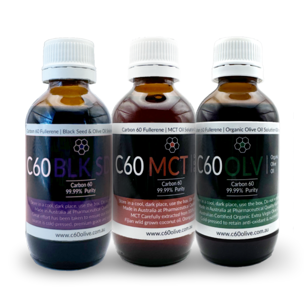 Try All Three - Blackseed & MCT & Olive with 99.99% Carbon 60 - 1 x 100ml bottle each oil