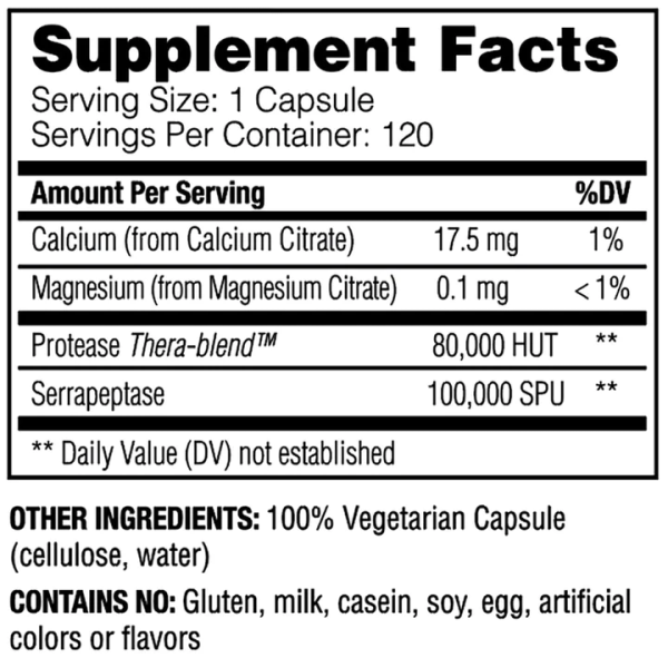 Serrapeptase Pro - Enzyme Science 120VCaps - Image 3